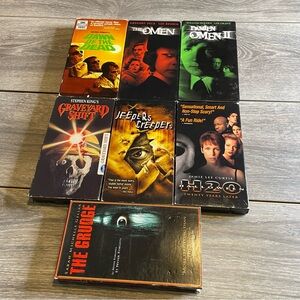 Horror VHS Lot Of 7- Dawn Of The Dead, Omen 1&2, Graveyard Shift Plus More